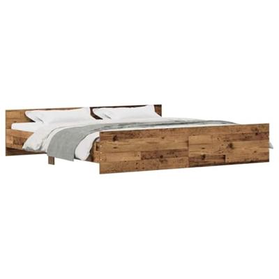 Bedframe met hoofdeinde Oud hout 200 x 200 cm Bewerkt hout