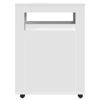 Badkamerkast smal met wielen bewerkt hout wit - thumbnail