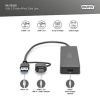 Digitus DA-70235 USB 3.0-hub Met USB-C stekker Zwart - thumbnail
