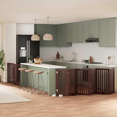 Hondenhek inklapbaar 9 panelen 450 cm populierenhout bruin