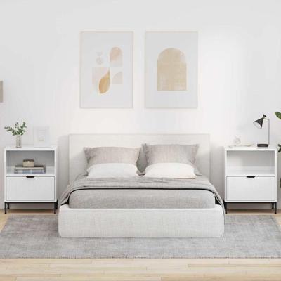 Nachtkastjes 2 pcs Hoogglans wit 49 x 36 x 61 cm Bewerkt hout