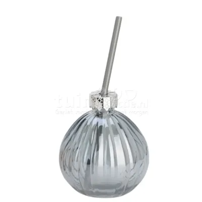 Drinkglas Kerstbal met Rietje Grijs Drinkglas Kerstbal met Rietje Grijs