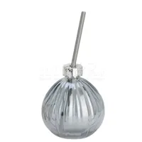 Drinkglas Kerstbal met Rietje Grijs - thumbnail