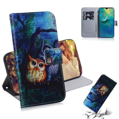 Olieverf uil patroon gekleurde tekening horizontale Flip lederen case voor Huawei mate 20 met houder & card slots & portemonnee Olieverf uil patroon gekleurde tekening horizontale Flip lederen case voor Huawei mate 20 met houder & card slots & portemonnee