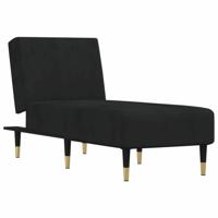 Chaise longue fluweel zwart - thumbnail