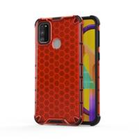 Voor Galaxy M30s shock proof honingraat PC + TPU case (rood) - thumbnail