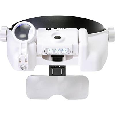 TOOLCRAFT TO-7440588 LED-hoofdlamp Met LED-verlichting Vergrotingsfactor: 3.5 x, 2.5 x, 2.0 x, 1.5 x, 1.0 x Lensgrootte: (l x b) 100 mm x 40 mm Wit