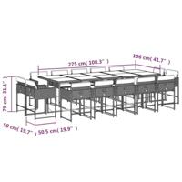 15-delige Tuinset met kussens poly rattan zwart - thumbnail