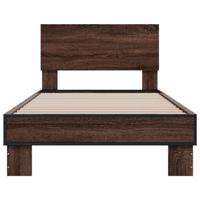 Bedframe bewerkt hout metaal bruin eikenkleur 140x200 cm - thumbnail