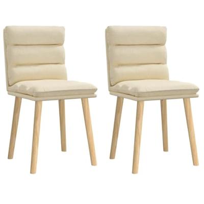 Eetkamerstoelen 2 st stof crèmekleurig