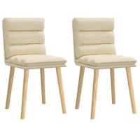 Eetkamerstoelen 2 st stof crèmekleurig - thumbnail