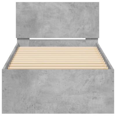 Bedframe met hoofdeinde bewerkt hout betongrijs 90x190 cm