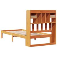 Bed met boekenkast zonder matras grenenhout wasbruin 75x190 cm - thumbnail