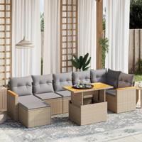 8-delige Loungeset met kussens poly rattan beige - thumbnail