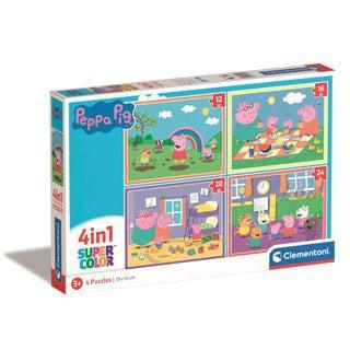 Clementoni Supercolor 4in1 Puzzel Peppa Pig 12-24 Stukjes