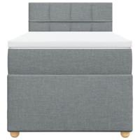 Boxspring met matras stof lichtgrijs 100x200 cm - thumbnail
