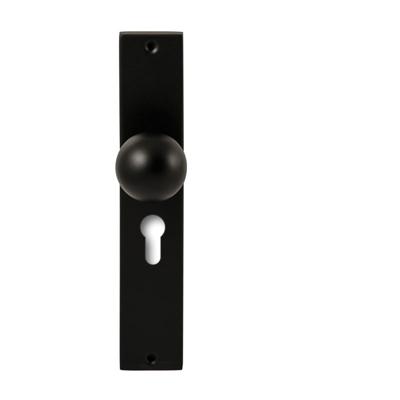Hardbrass Knopkruk Sfera op rechthoekig langschild profielcilindergat 55mm - zwart