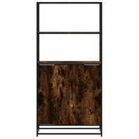 Hoge kast 68x35x139cm bewerkt hout en metaal gerookt eikenkleur - thumbnail