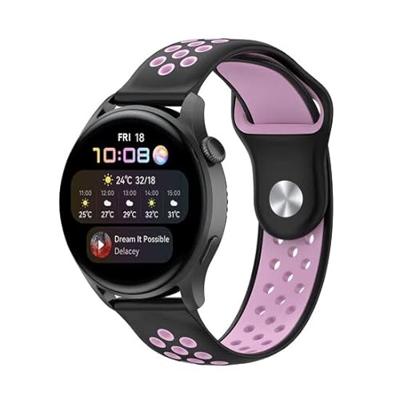 By Qubix - Compatible met Garmin Venu 2 / Garmin Venu 3 - Sport Edition - Zwart + roze - Compatible Garmin bandje - Bandbreedte: 22mm