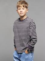 Gestreept T-shirt jongens JONEN antraciet - thumbnail