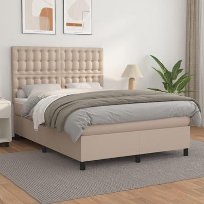 Boxspring met matras kunstleer cappuccinokleurig 140x190 cm