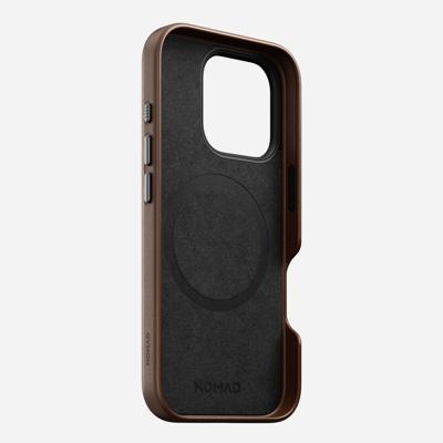 Nomad Traditional Nomad lederen hoesje iPhone 16 Pro - Brown