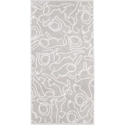 Cawö Cawö Cute Cats 6264 Handdoek 50x100 platin/wit