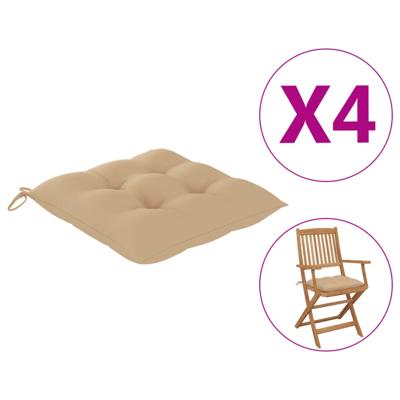 vidaXL Stoelkussens 4 st 40x40x7 cm oxford stof beige vidaXL Stoelkussens 4 st 40x40x7 cm oxford stof beige