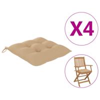 vidaXL Stoelkussens 4 st 40x40x7 cm oxford stof beige - thumbnail