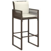 Tuinbarkrukken 2 st met kussens poly rattan bruin - thumbnail