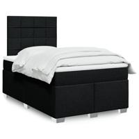 Boxspring met matras stof zwart 120x190 cm - thumbnail