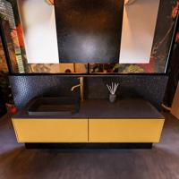 Badkamermeubelset Mondiaz Erin 150 cm met 2 Lades met RIDGE Wastafel Links Urban met 1 kraangat Greeploos Mat Ocher - thumbnail