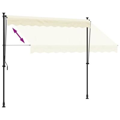 VidaXL Luifel uittrekbaar 250x150 cm stof en staal crèmekleurig - thumbnail