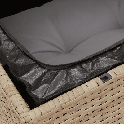 5-delige Loungeset met kussens poly rattan beige - thumbnail