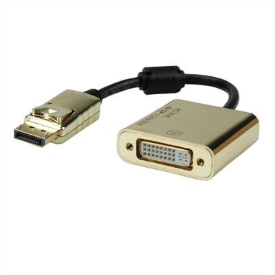 Roline 12.03.3175 DisplayPort-kabel DisplayPort / DVI Adapterkabel DisplayPort-stekker, DVI-D 24+1-polige bus 0.15 m Zwart/goud