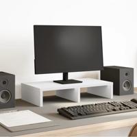 VidaXL Monitorstandaard 50x27x10 cm bewerkt hout wit - thumbnail