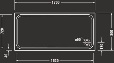 Duravit D-Code Douchebak met antislip 80x170x8,5 cm Wit