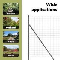 VidaXL Hek met paal grijs 1,5 x 10 m staal - thumbnail