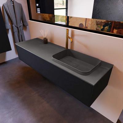 Badkamermeubelset Mondiaz Erin 150 cm met 1 Lade met RIDGE Wastafel Rechts Dark grey met 1 kraangat Greeploos Mat Urban Badkamermeubelset Mondiaz Erin 150 cm met 1 Lade met RIDGE Wastafel Rechts Dark grey met 1 kraangat Greeploos Mat Urban