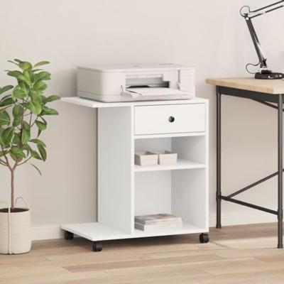 VidaXL Printerkastje met wielen 60x40x68,5 cm wit