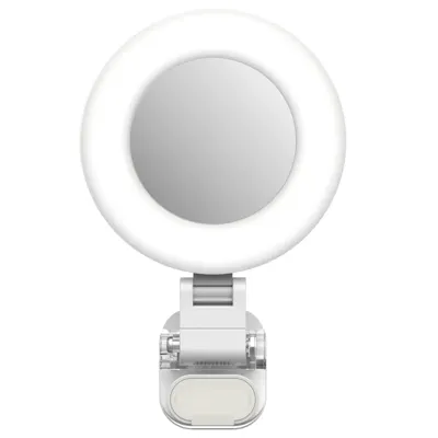 Telesin Mini Selfie Ringlamp met klem voor smartphone - wit