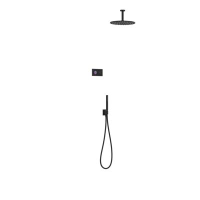 Regendoucheset Tres Shower Technology Inbouw Elektrische Thermostaat met Ronde Plafonduitloop Douchekop 30 cm Mat Zwart Tres Regendoucheset Tres Shower Technology Inbouw Elektrische Thermostaat met Ronde Plafonduitloop Douchekop 30 cm Mat Zwart Tres