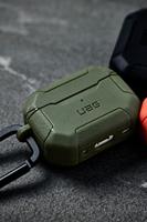 URBAN ARMOR GEAR Scout Case voor Apple AirPods Pro 2022 hoes [compatibel met draadloos opladen/status led zichtbaar, gestructureerde TPU, afneembare karabijnhaak] olijf - thumbnail