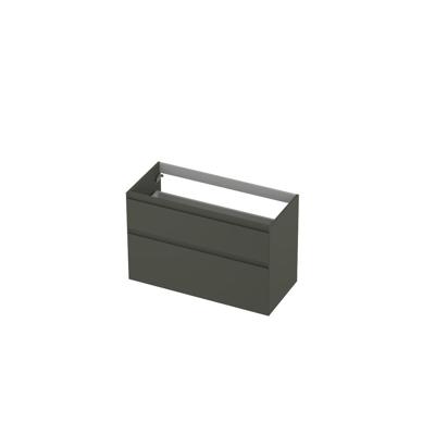 INK - Onderkast 2 Laden Greeploos Gelakt 45gr A-symmetrisch - 1000x450x650 Mm - Mat Beton Groen
