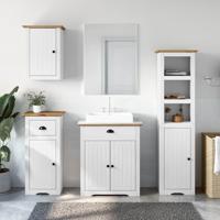 4-delige Badkamermeubelset BODO massief grenenhout wit en bruin - thumbnail