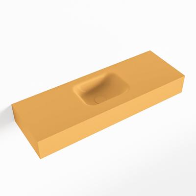 MONDIAZ LEX Ocher vrijhangende solid surface wastafel 90cm. Positie wasbak midden MONDIAZ LEX Ocher vrijhangende solid surface wastafel 90cm. Positie wasbak midden