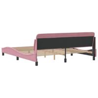 Bedframe met hoofdeinde fluweel roze 180x200 cm - thumbnail