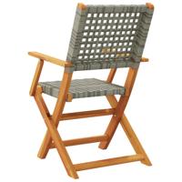 Tuinstoelen 6 st inklapbaar poly rattan en massief hout grijs - thumbnail