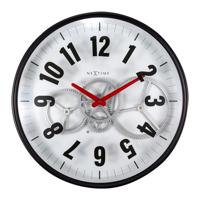 NeXtime NE-3259WI Moderne Gear Wandklok 36 cm Wit/Zwart - thumbnail
