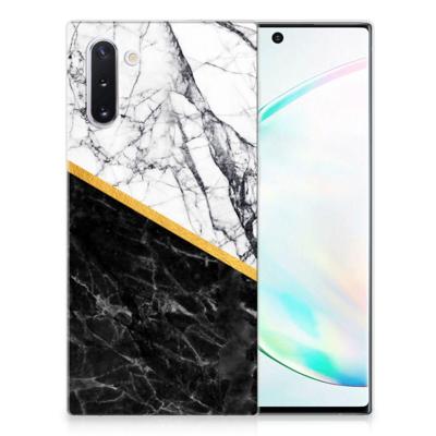 Samsung Galaxy Note 10 | TPU | Siliconen hoesje | Marmer Wit Zwart - Origineel Cadeau Man